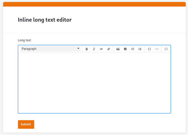 Editor for long texts in web forms