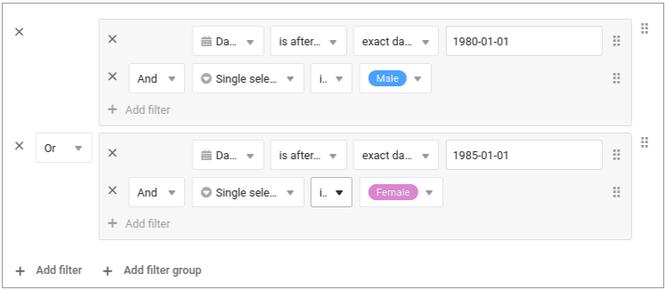 Grupos de filtros en SeaTable 5.2