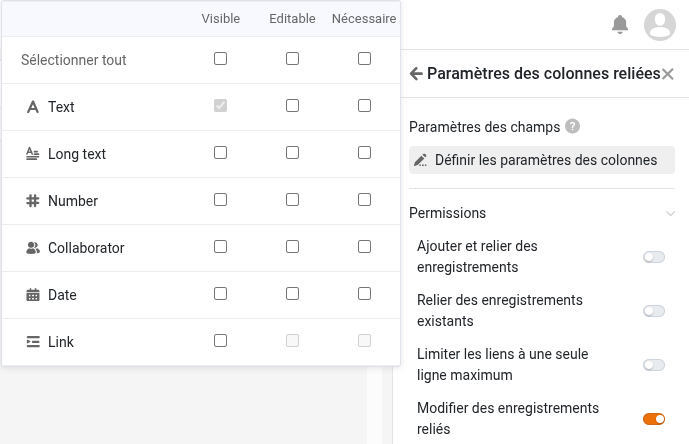 Plus de paramètres dans SeaTable App