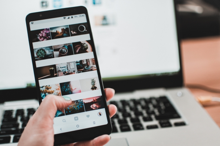 An Instagram feed in social media management.