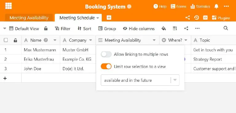 The column function limits multiple selections
