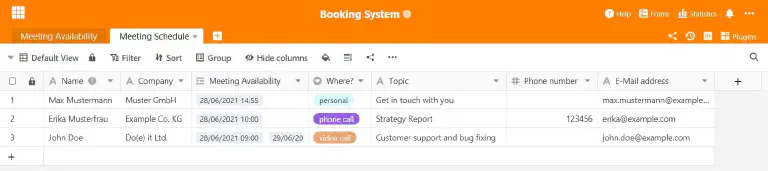 This table is particularly relevant for your appointment booking system, because these columns are used to design the booking system