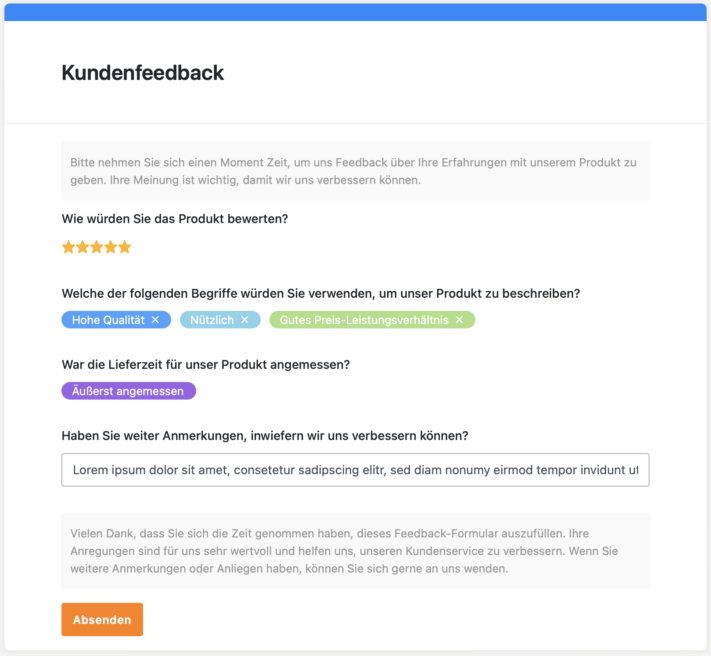 Eine Umfrage zum Kundenfeedback als Beispiel