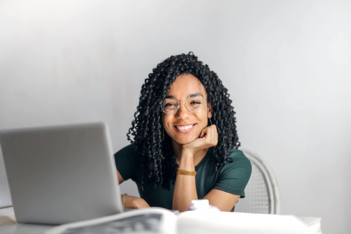 Create poll: Woman laughs into camera