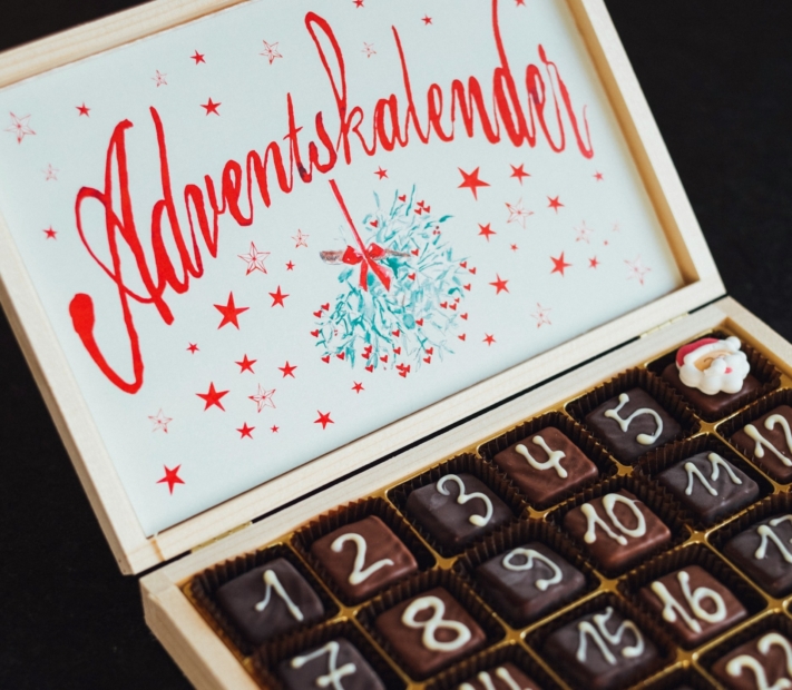 Numbered chocolate pralines make a delicious homemade Advent calendar.