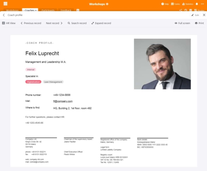 With the Page Design Plugin you can create trainer profiles with just a few clicks