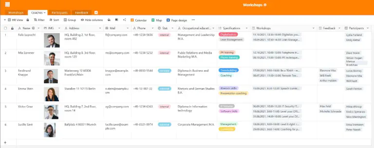 Enregistrez toutes les informations importantes sur vos formateurs d’atelier
